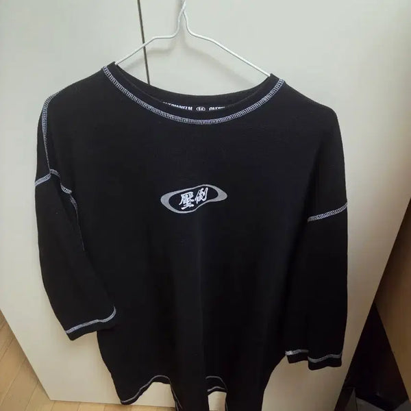 [BUNJANG] Aptdo Waffle Short-Sleeve Oversized T-Shirt - Black, Size M / 압도 와플 반팔 오버핏 M