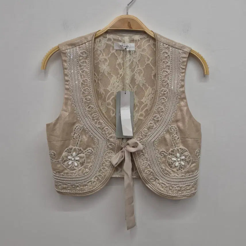 [BUNJANG] On&On Women's Linen Blend Vest Jacket Beige Size 55 / (새상품)온앤온 여성 마 베스트 자켓