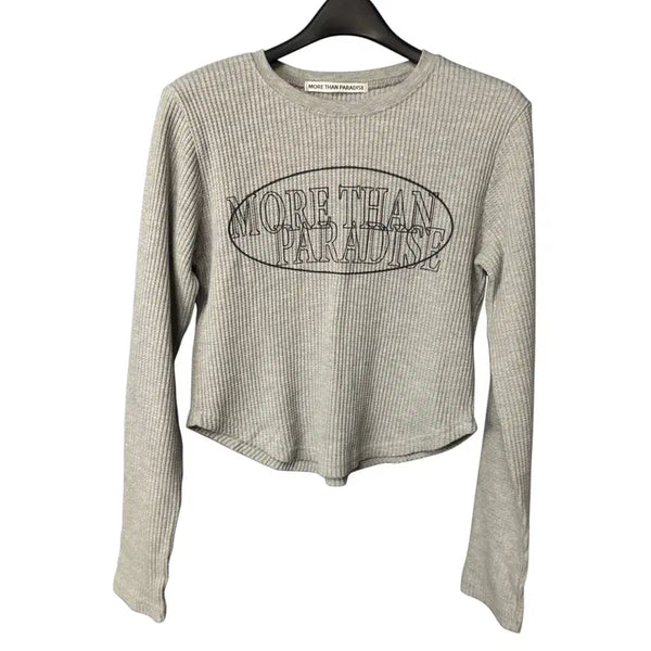 [BUNJANG] More Than Paradise Women's Grey Cropped Long Sleeve T-Shirt / free 모어댄파라다이스 여성 그레이 크롭 긴팔티