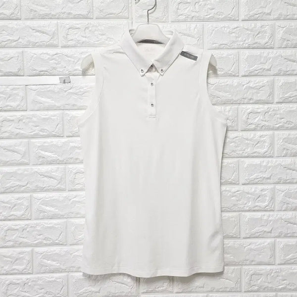 [BUNJANG] Adidas White Sleeveless Collar T-Shirt E406 / M 아디다스 화이트 민소매 카라티 E406