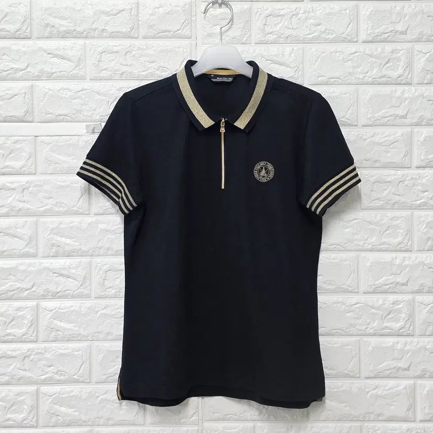 [BUNJANG] Beanpole Golf Black Half-Zip Short Sleeve Polo T-Shirt / M 빈폴 골프 블랙 반집업 반팔 카라티 E407