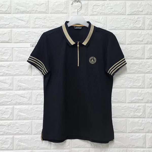 [BUNJANG] Beanpole Golf Black Half-Zip Short Sleeve Polo T-Shirt / M 빈폴 골프 블랙 반집업 반팔 카라티 E407