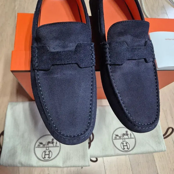 [BUNJANG] Hermès Navy Suede Loafers Size 270 / 에르메스 로퍼 네이비 스웨이드270