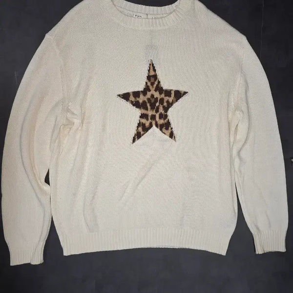 [BUNJANG] SUPRE Oversized Leopard Star Knit / SUPRE 오버사이즈 호피 별 니트