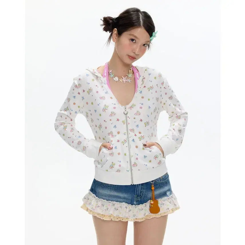 [BUNJANG] BETWEENAND Summer Island Kitsch Hooded Zip-Up / BETWEENAND 비트윈앤드 썸머 아일랜드 키치 후드 집업