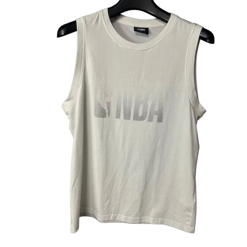 [BUNJANG] L White Mesh Sleeveless T-Shirt / L NBA 로고 화이트 메쉬 민소매 티셔츠