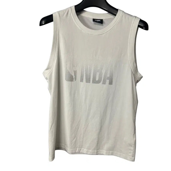 [BUNJANG] L White Mesh Sleeveless T-Shirt / L NBA 로고 화이트 메쉬 민소매 티셔츠