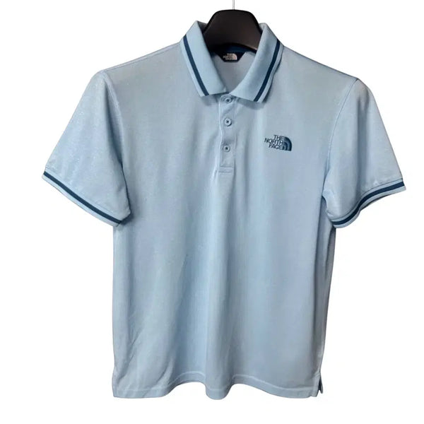 [BUNJANG] The North Face Logo Sky Blue Functional Short Sleeve Polo T-Shirt / M 노스페이스 로고 스카이블루 기능성 반팔 카라티