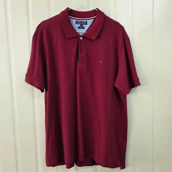 [BUNJANG] Tommy Hilfiger Short Sleeve Polo Shirt Wine XL / 타미힐피거 반팔 카라티 와인색 XL