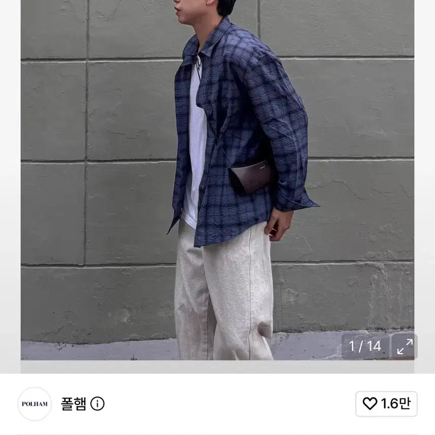 [BUNJANG] Polham Seersucker Check Shirt Navy 100 / 새상품) 폴햄 시어서커 셔츠 네이비 100
