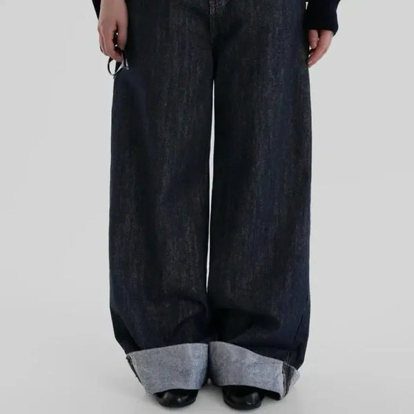 [BUNJANG] Autumn Roll-up Non-Fade Raw Denim Pants (M) / 어텀 롤업 논페이드 생지 데님팬츠 m