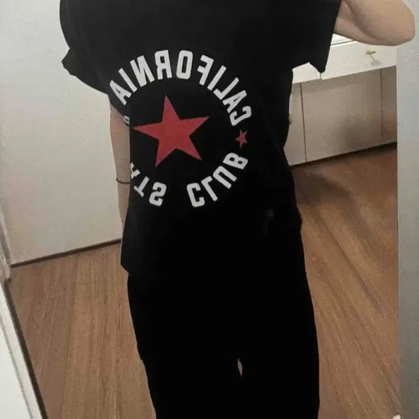[BUNJANG] California Graphic Short Sleeve T-Shirt Navy / 캘리포니아 그래픽 반팔티 네이비