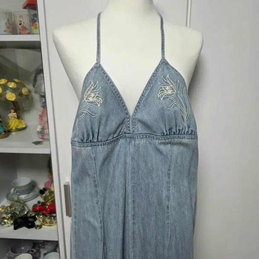 [BUNJANG] American Brand Light Blue Denim Jumpsuit / 미국브랜드 라이트 블루 데님 점프수트 원피스 팬츠