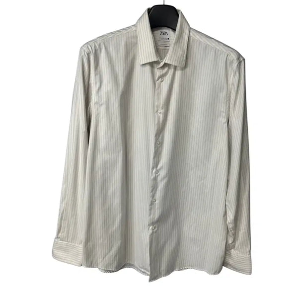 [BUNJANG] Zara White Stripe Shirt / XL 자라 화이트 스트라이프 셔츠 남방