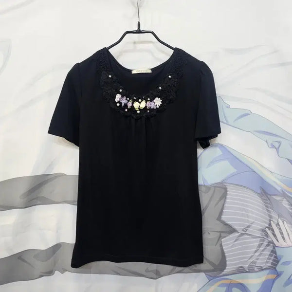 [BUNJANG] axes femme Black Button-Up Shirt with Neckline Detail / axes femme  엑세스팜  셔츠