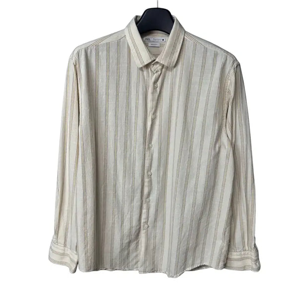 [BUNJANG] Zara Ivory Stripe Shirt / XL 자라 아이보리 스트라이프 셔츠 남방