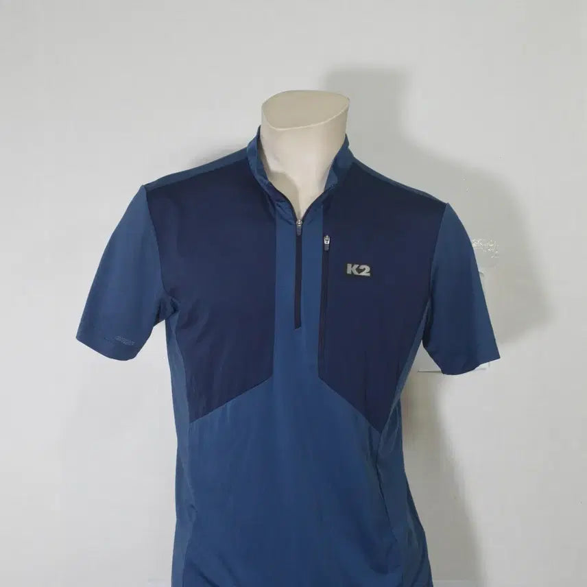 [BUNJANG] K2 Men's Short Sleeve Spandex Zip-Up T-Shirt Size 100 / K2/남/반팔/스판/집업티/100