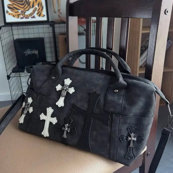 [BUNJANG] Chrome Charcoal Crossbody Tote Bag / 크롬 크로스백 토드백 차콜
