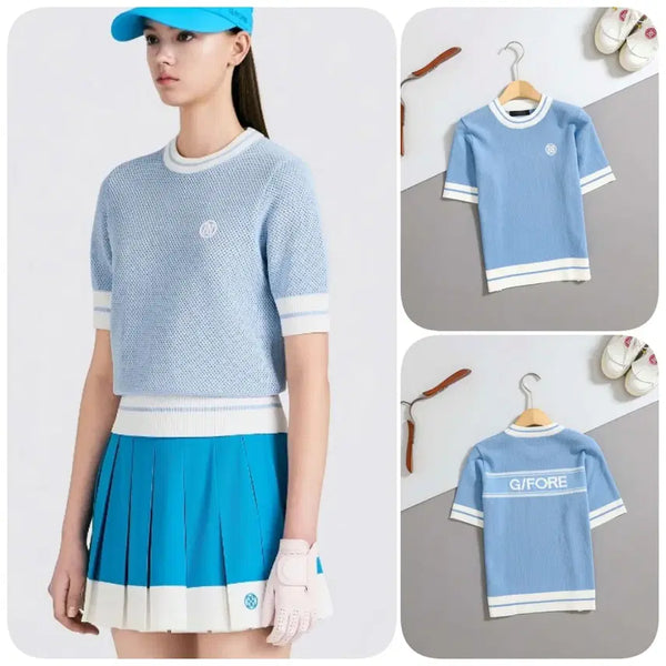 [BUNJANG] G/Fore Women's Mesh Crewneck Sweater - Blue / 지포어 [ G/F ] 수입 여성 메쉬 크루넥 스웨터
