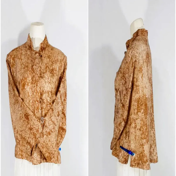 [BUNJANG] 100% Rayon Linen Fabric with Neck Ruffle Detail / 공방/인견100% /쪽나염원단/넥 너플장식/우리옷디쟌/ 6677 /기장53