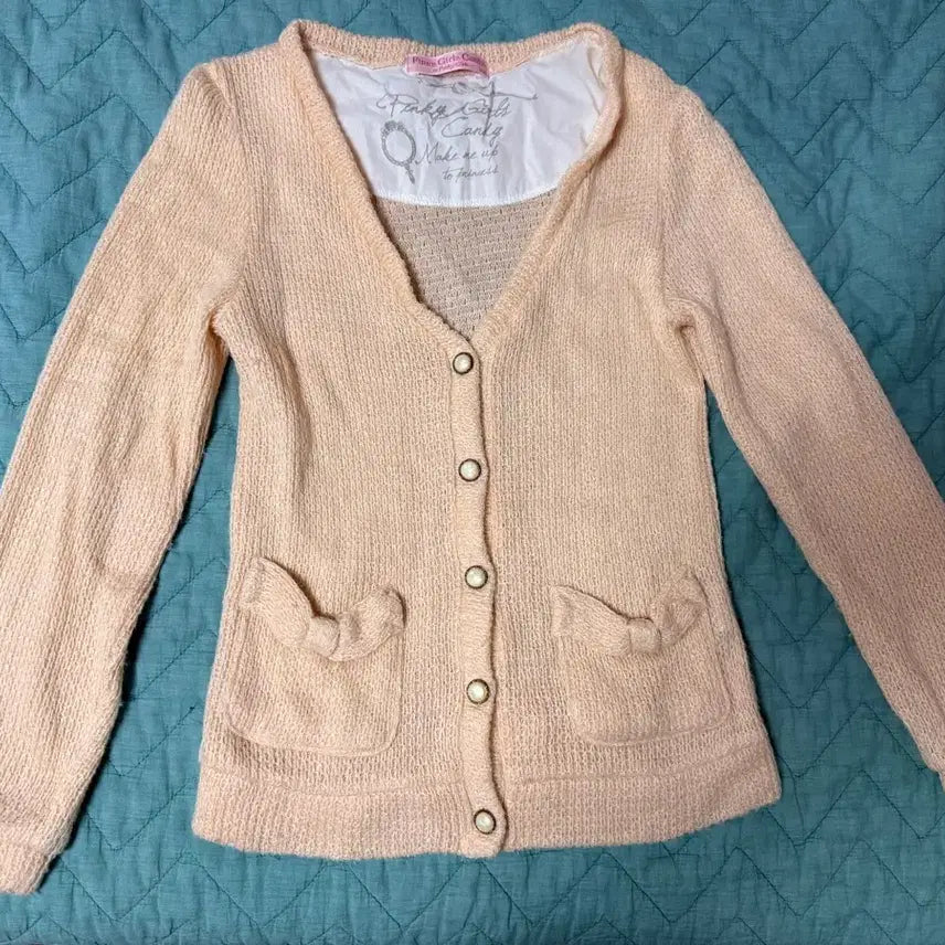[BUNJANG] Lovely Vintage Ribbon Knit Cardigan / 러블리 빈티지 리본 니트 가디건