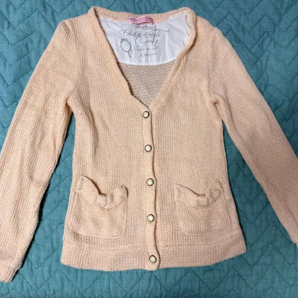 [BUNJANG] Lovely Vintage Ribbon Knit Cardigan / 러블리 빈티지 리본 니트 가디건