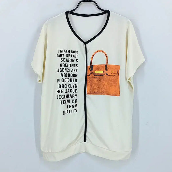 [BUNJANG] Vintage Women's Summer Semi-GaoRi Loose Fit Short Sleeve T-Shirt Cream / 빈티지 여성 여름 세미가오리 루즈핏 반팔티 크림 (HU46200)