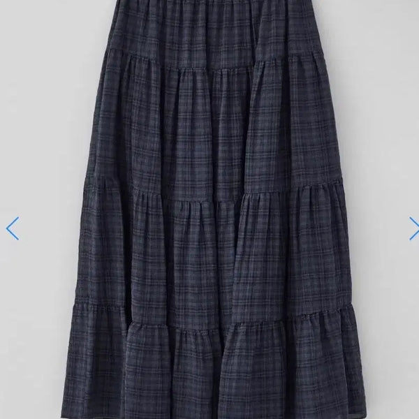 [BUNJANG] T/T Tartan Check Long Skirt (Navy) / T/T Tartan check long skirt (navy)