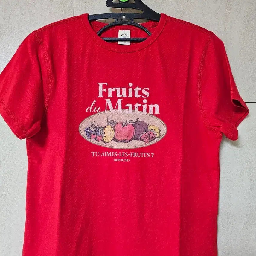 [BUNJANG] Depound Fruits Printing Short Sleeve T-Shirt Red / 새상품)Depound 드파운드  과일 프린팅 반팔티 레드