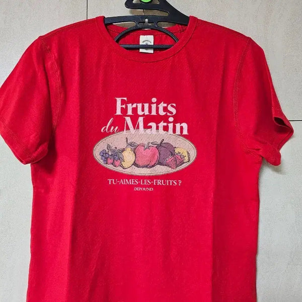 [BUNJANG] Depound Fruits Printing Short Sleeve T-Shirt Red / 새상품)Depound 드파운드  과일 프린팅 반팔티 레드