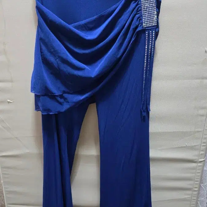 [BUNJANG] Blue Cubic Wrap Skirt Dance Pants (2XL) / 블루 큐빅 장식 랩 스커트 댄스복팬츠2XL