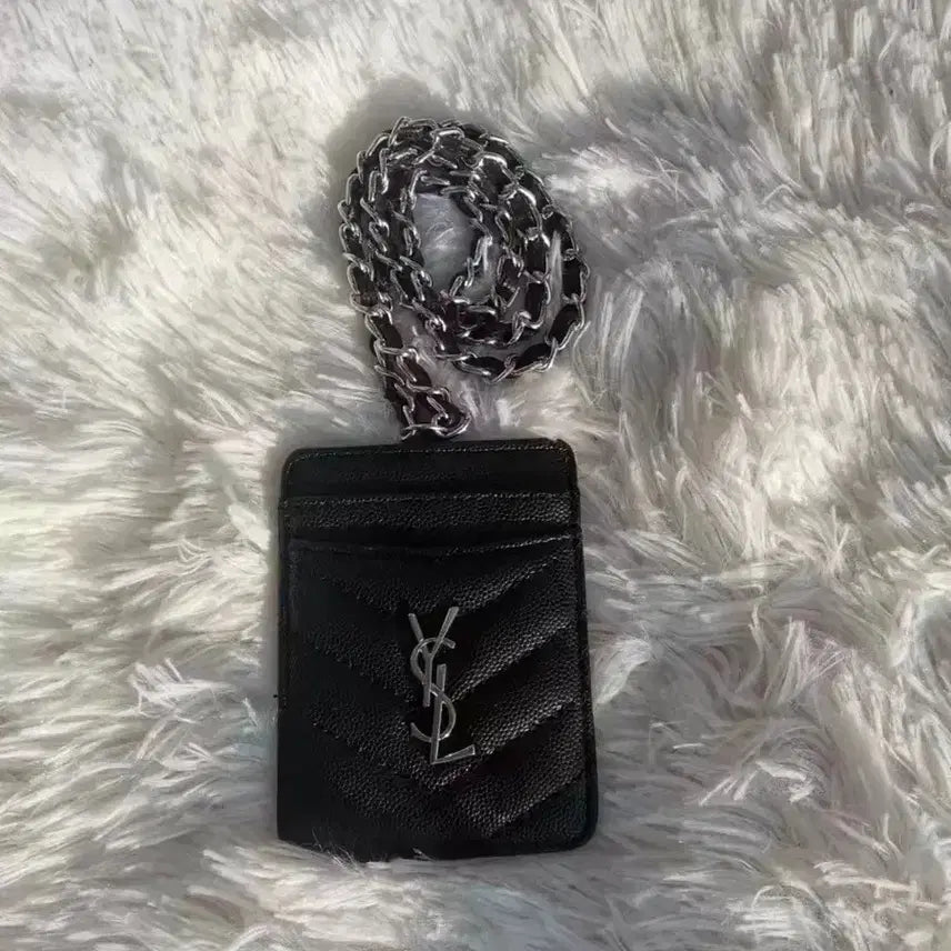 [BUNJANG] Saint Laurent Quilted YSL Logo Chain Card Holder / 입생로랑 카드지갑 체인 스트랩 포함