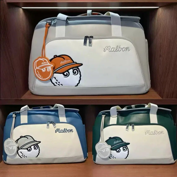[BUNJANG] Malbon Signature Boston Bag Blue Golf Travel Bag / 국내배송) 말본 시그니처 보스턴백 블루 골프 가방 여행