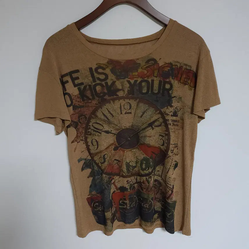 [BUNJANG] Vintage Print Short Sleeve T-Shirt Women's / 여성 반팔티 나염 여자 반팔 티셔츠 G290