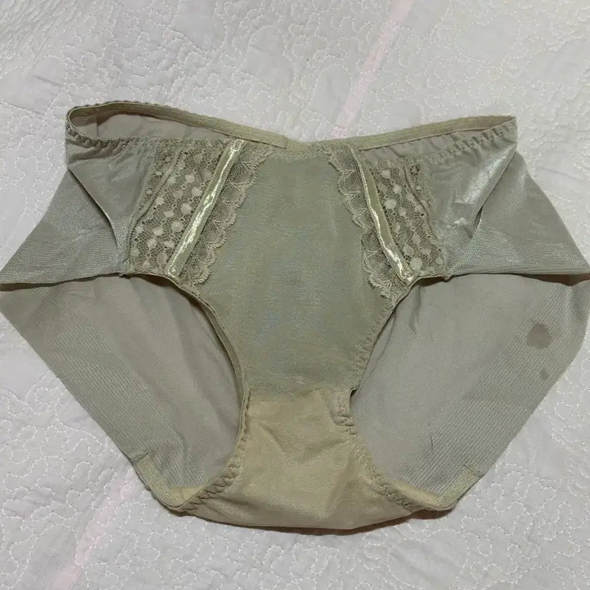 [BUNJANG] Beige Lace Women's Panties / (중고) 베이지 레이스 여성 팬티 속옷 0002