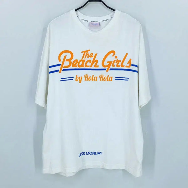 [BUNJANG] Rollerolra Women's Summer Big Printing Short Sleeve T-Shirt Light Ivory / 로라로라 여성 여름 빅프린팅 반팔티 연아이보리 (HU46203)