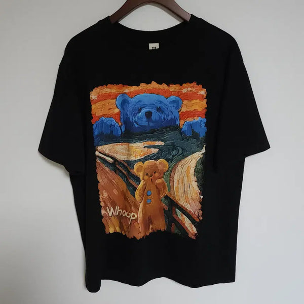 [BUNJANG] Bear Graphic Print Men's Short Sleeve T-Shirt / 베어 남성 반팔티 프린팅 남자 반팔 티셔츠 G295