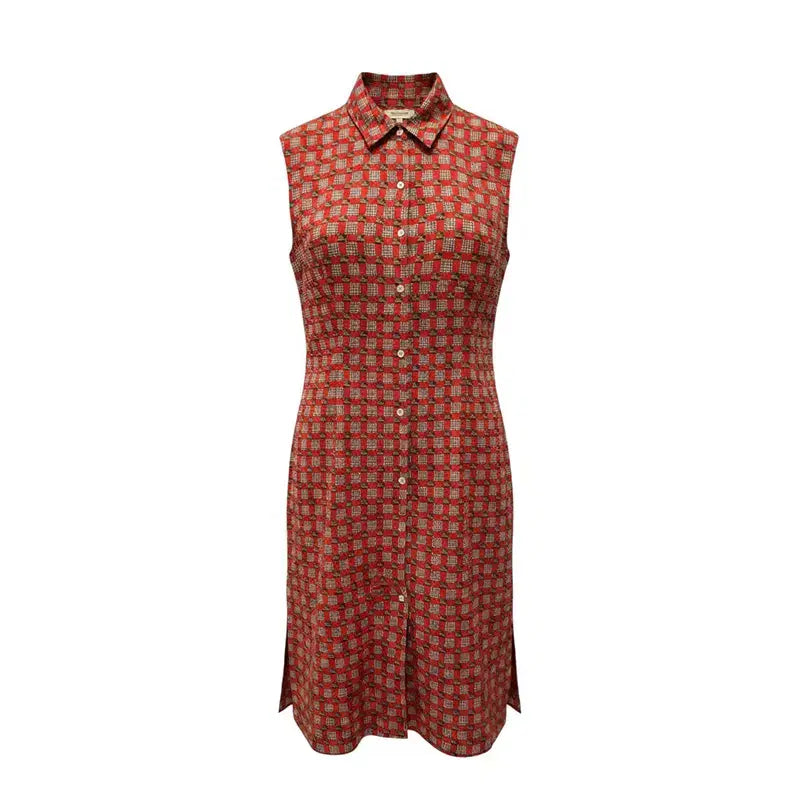 [BUNJANG] Burberry Coral Red Check Sleeveless Dress / 버버리 코랄레드 체크 나시 원피스 77