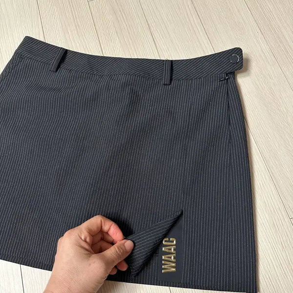 [BUNJANG] WAAC Stripe Culottes Skirt Size 67 Black / WAAC 골프스커트 67사이즈