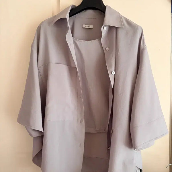 [BUNJANG] System Layered Shirt / 새상품/시스템 레이어드 셔츠/오버핏/택55