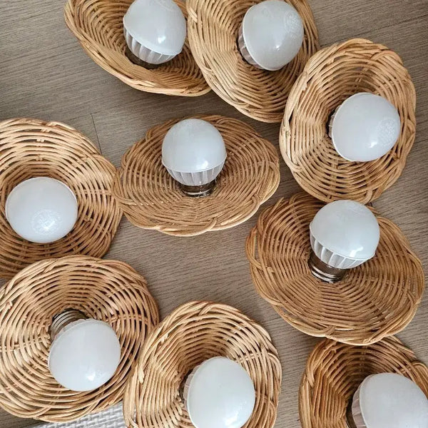 [BUNJANG] Primory Rattan 9-Bulb String Lights with Case / 프리모리 라탄9구 조명 케이스포함
