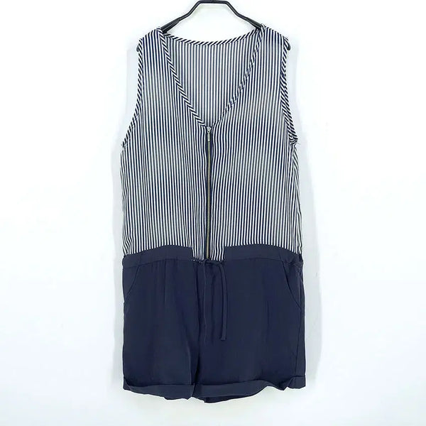 [BUNJANG] Women's Summer Chiffon Sleeveless Jumpsuit Navy / 여성 여름 스트링끈 상단쉬폰 민소매점프수트 네이비 (HU46207)
