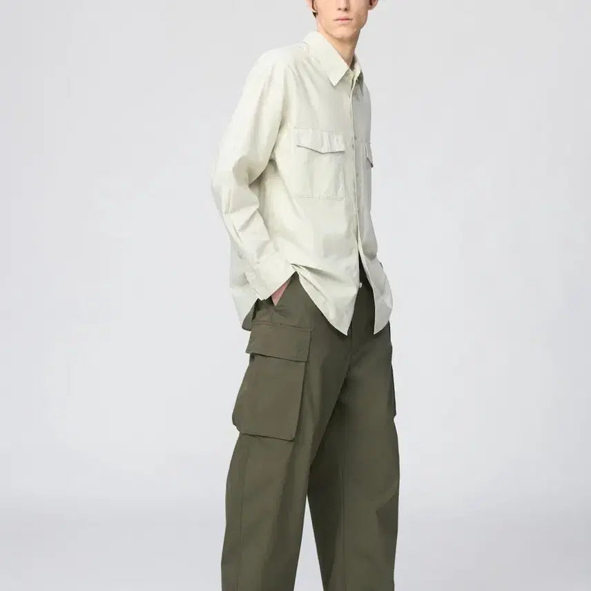 [BUNJANG] Uniqlo U Wide Cargo Pants Dark Green M / 유니클로U 와이드카고팬츠 다크그린 M