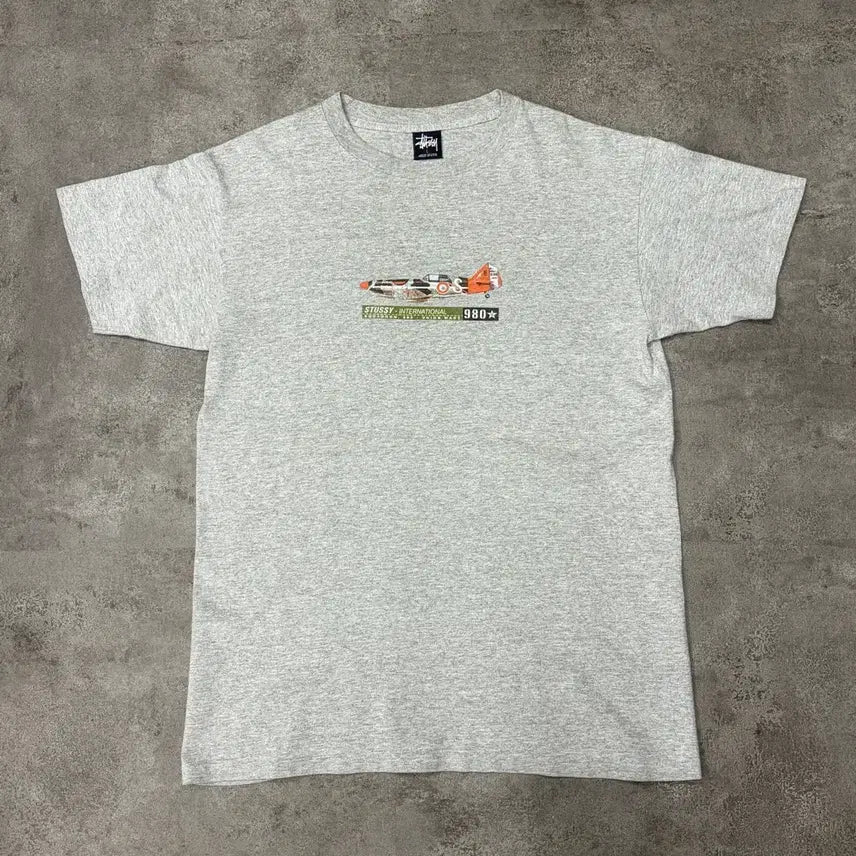 [BUNJANG] 90s Stussy Spitfire 980 Camo Plane Print USA T-Shirt / 90s 스투시 Spitfire 980 카모 비행기 프린트 USA 반팔 티셔츠