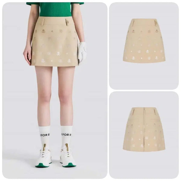[BUNJANG] G/FORE Women's Embroidered Skirt Beige / 지포어 [ G/F ] 수입 여성 엠브로더드 스커트