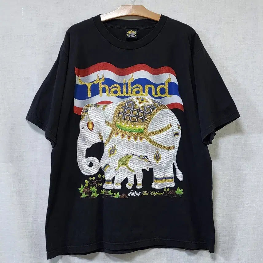 [BUNJANG] Elephant Graphic Summer T-Shirt / 희귀 수집용 코끼리 입체 그래픽 여름 반팔 티셔츠 그림 인테리어 풍경화 105 110