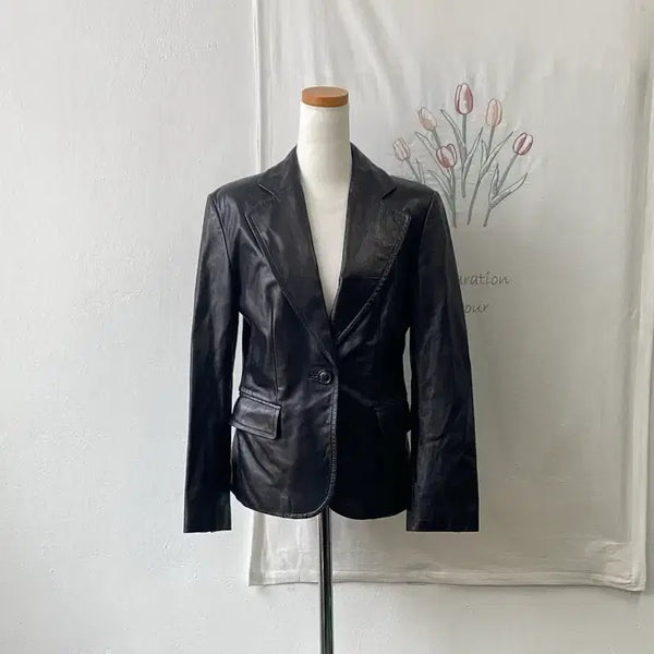 [BUNJANG] Mine Black 100% Lambskin Leather Jacket / 마인 블랙 양가죽 100% 자켓
