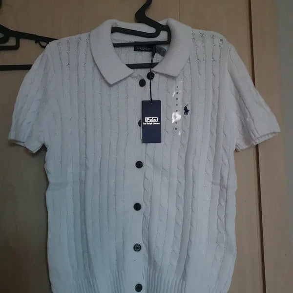 [BUNJANG] Polo Ralph Lauren Cable Knit Short Sleeve Cardigan / (새상품) 폴로 랄프로렌 케이블 반팔 니트 가디건_폴로 꽈배기 니트 가디건 S, M
