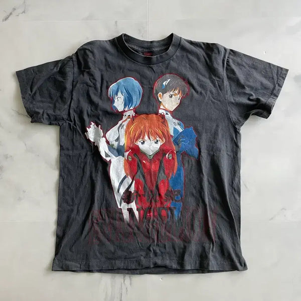 [BUNJANG] Vintage Evangelion Bootleg Animation T-Shirt L / 빈티지 에반게리온 부틀렉 애니메이션 티셔츠 L