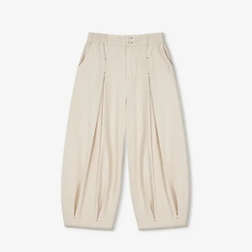 [BUNJANG] Angrun Unbalance Long Tuck Balloon Pants - Ivory / 앵글런 Unbalance Long Tuck 벌룬팬츠 아이보리